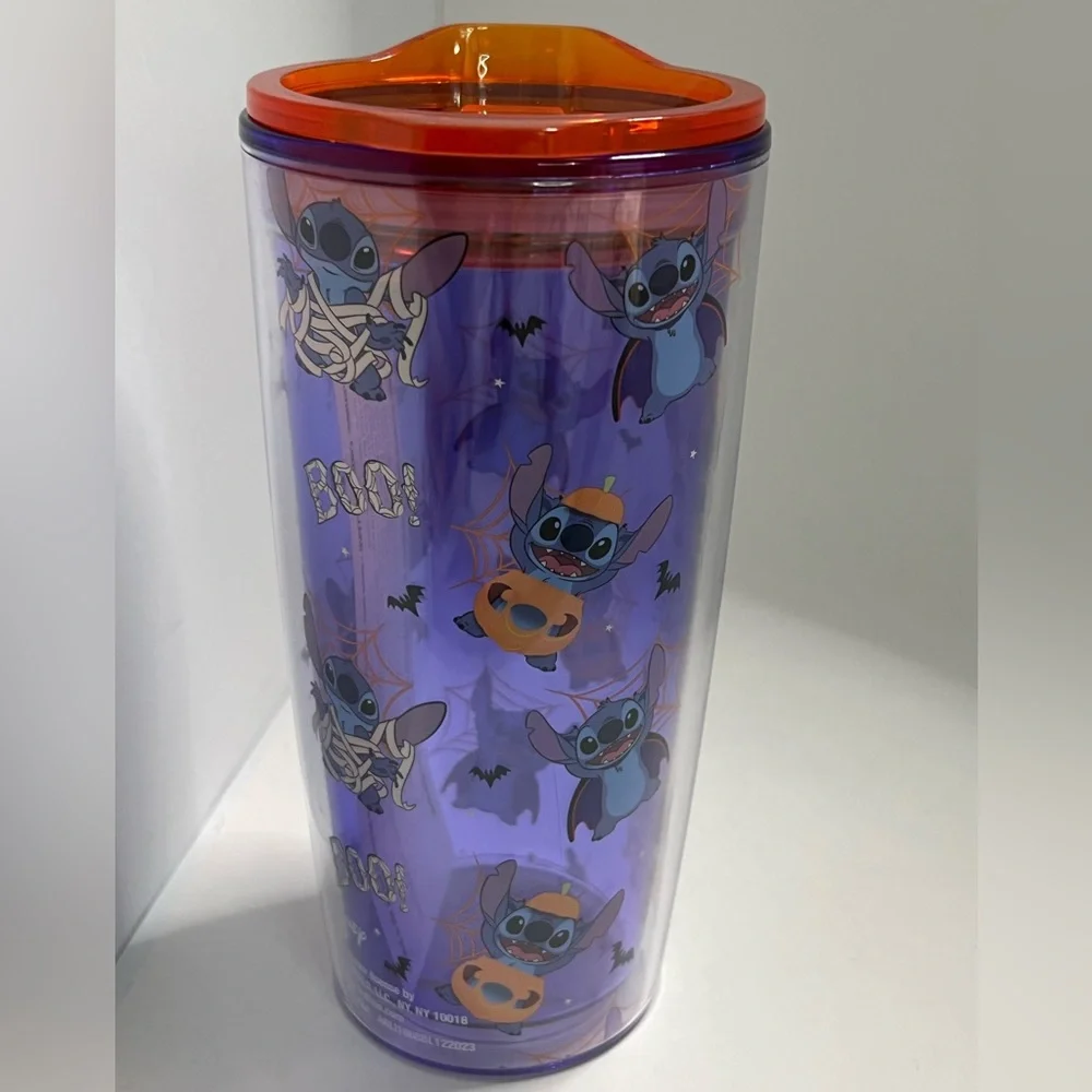 Disney Stitch Halloween Plastic Travel Tumbler Pumpkin Mummy